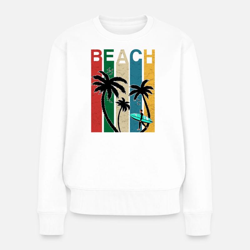 Farbige Beach Fun - Frauen Premium Bio Pullover - Weiß