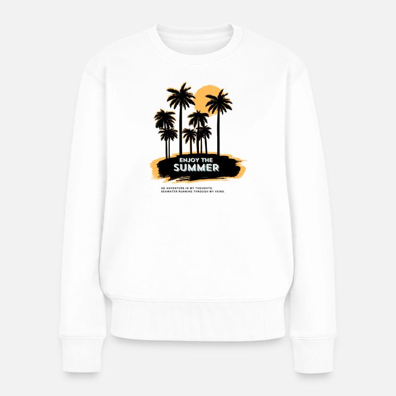 Enjoy the summer - Palm Beach Summer Holiday Sun - Frauen Premium Bio Pullover - Weiß