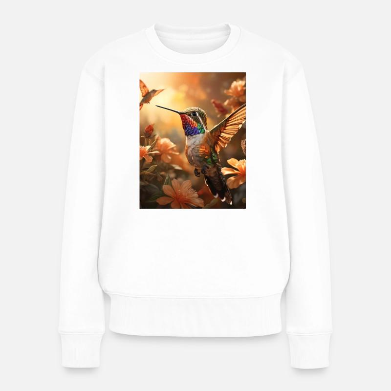 Kolibri im Flug - Frauen Premium Bio Pullover - Weiß