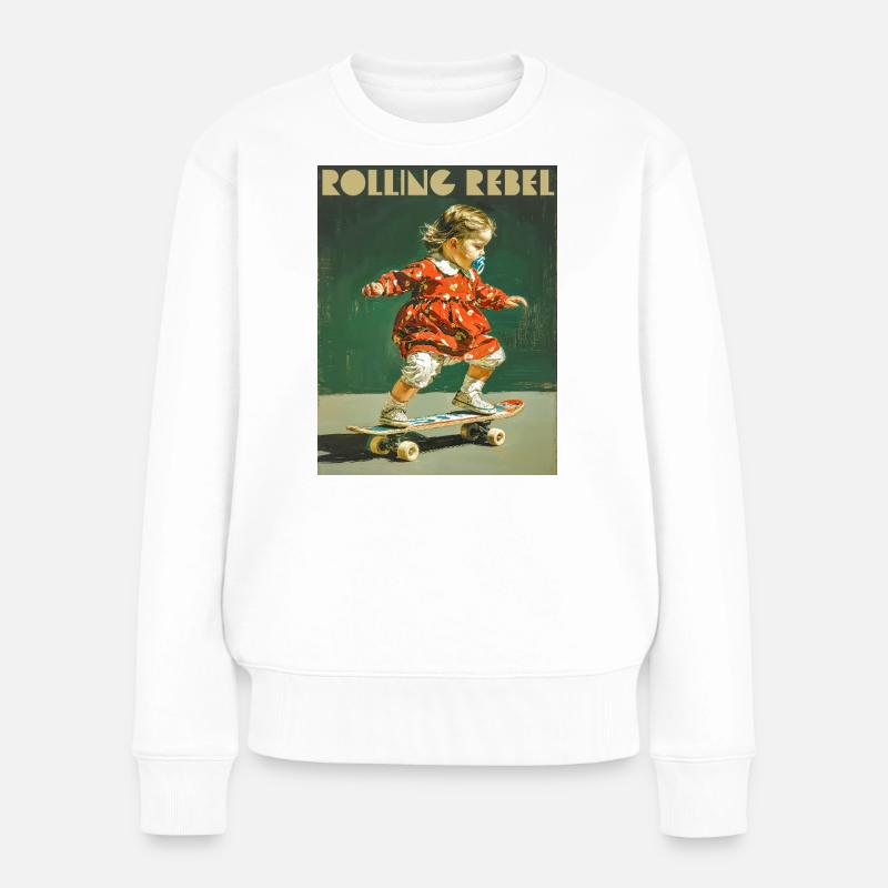 Fille de skateboard rebelle - Pull Premium bio Femme - blanc