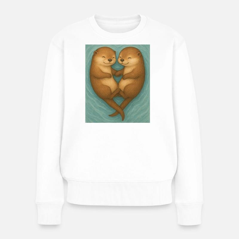 Süße Otter - Frauen Premium Bio Pullover - Weiß