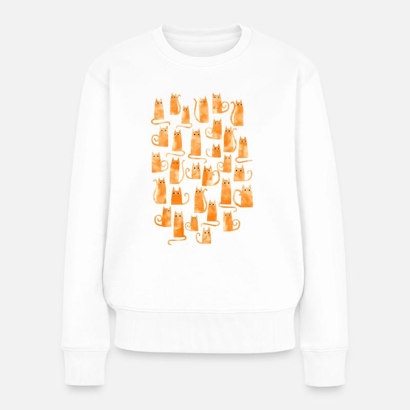 Ingwer Katze Aquarell - Frauen Premium Bio Pullover - Weiß