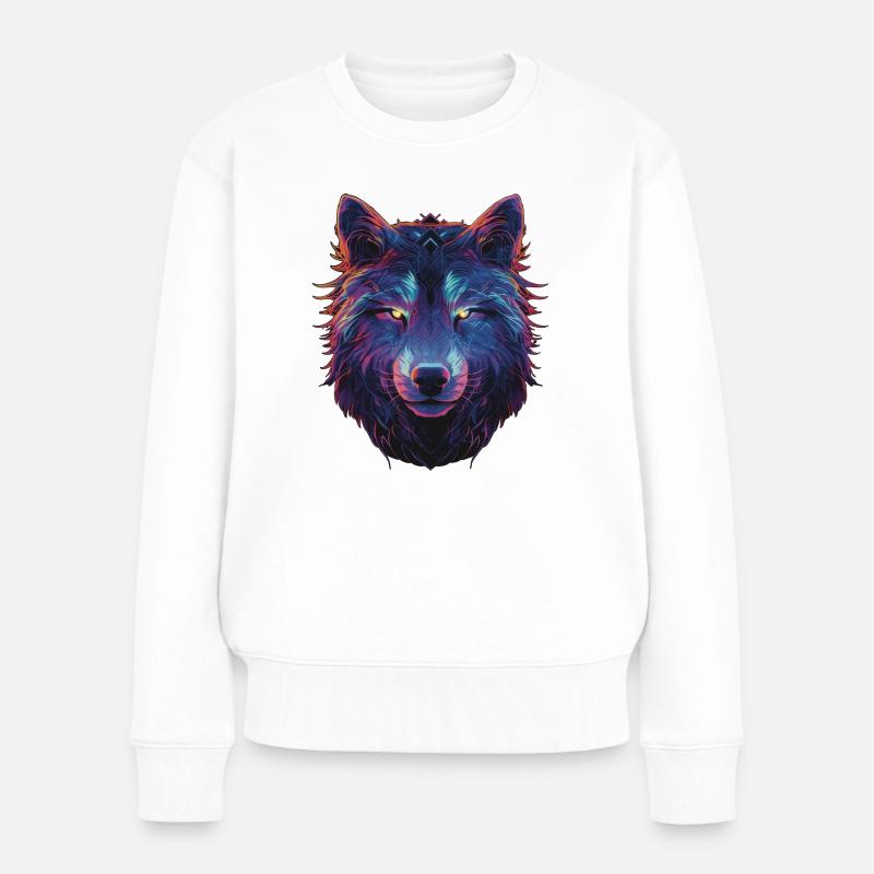 Wild Wolf - Frauen Premium Bio Pullover - Weiß