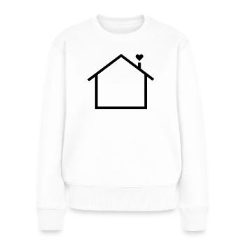 Haus schlicht mit Herz - Frauen Premium Bio Pullover - Weiß - Vorne - Julia (174cm)