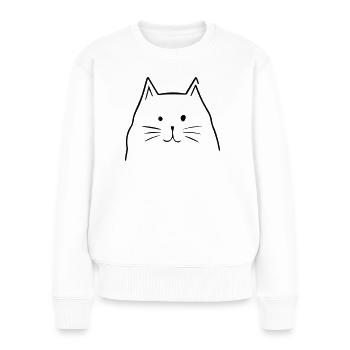 Tête de chat - Pull Premium bio Femme - blanc - Devant - Julia (174cm)