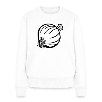 zwiebeln onion halloween gemuese vegetables37 - Frauen Premium Bio Pullover - Weiß - Vorne - Julia (174cm)