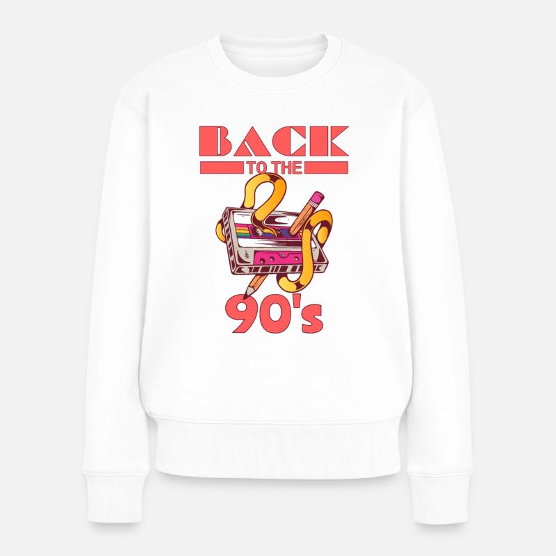 Zurück in die 90er Jahre mit Musikkassette - Frauen Premium Bio Pullover - Weiß