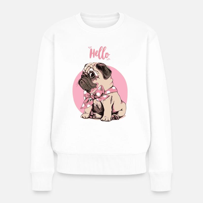 Süßer Mops - Frauen Premium Bio Pullover - Weiß
