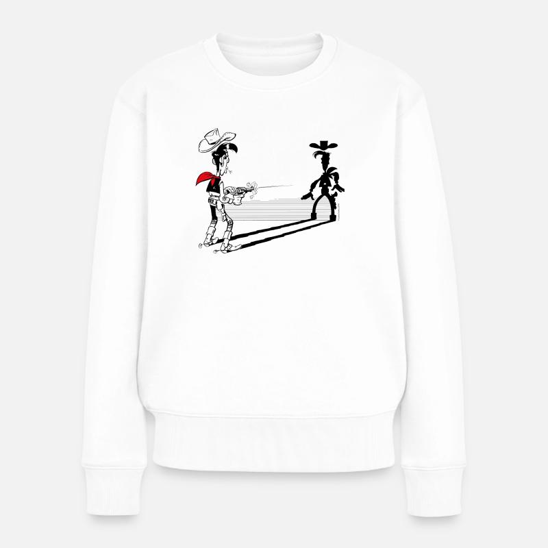 Lucky Luke Plus Rapide Que Son Ombre - Pull Premium bio Femme - blanc