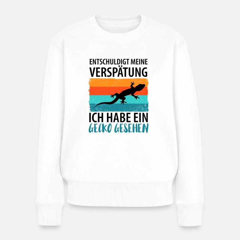 GECKO - Frauen Premium Bio Pullover - Weiß