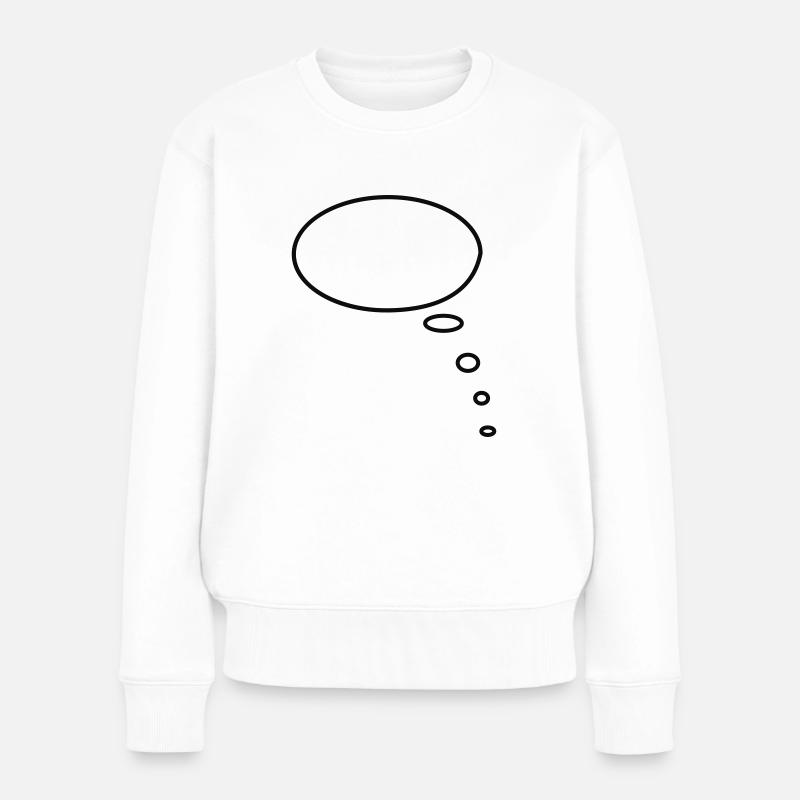 Denkblase_1farbig - Frauen Premium Bio Pullover - Weiß