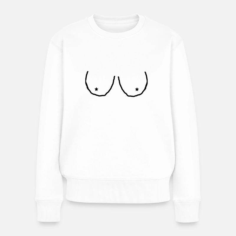 tits boobs möpse comic gezeichnet trend mode trend - Frauen Premium Bio Pullover - Weiß