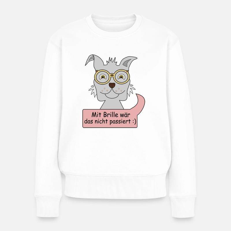 Mit Brille wär das nicht pasiert - Frauen Premium Bio Pullover - Weiß