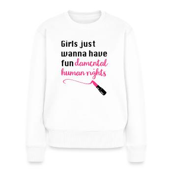 Frauenrechte - Frauen Premium Bio Pullover - Weiß - Vorne - Julia (174cm)