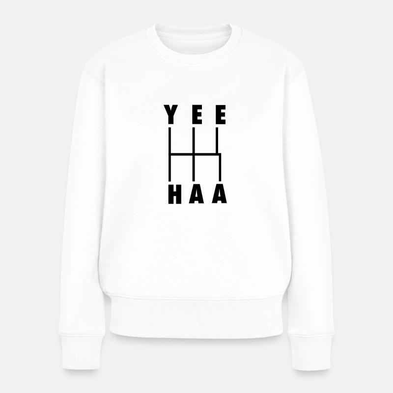 yeehaa! Handschaltung Gear Shift Schema schwarz - Frauen Premium Bio Pullover - Weiß