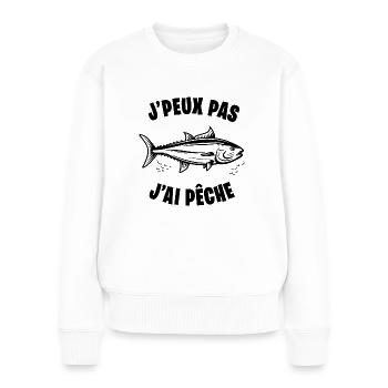 J'peux pas j'ai pêche - Pull Premium bio Femme - blanc - Devant - Julia (174cm)