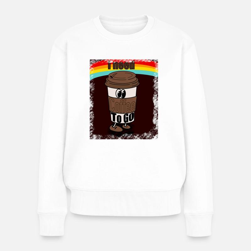 Coffe to go - Frauen Premium Bio Pullover - Weiß