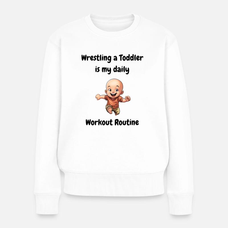 Lutter contre un tout-petit est ma routine d’entraînement quotidienne. - Pull Premium bio Femme - blanc