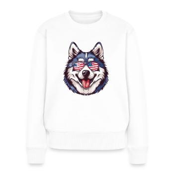 Husky d’Amérique - Pull Premium bio Femme - blanc - Devant - Julia (174cm)