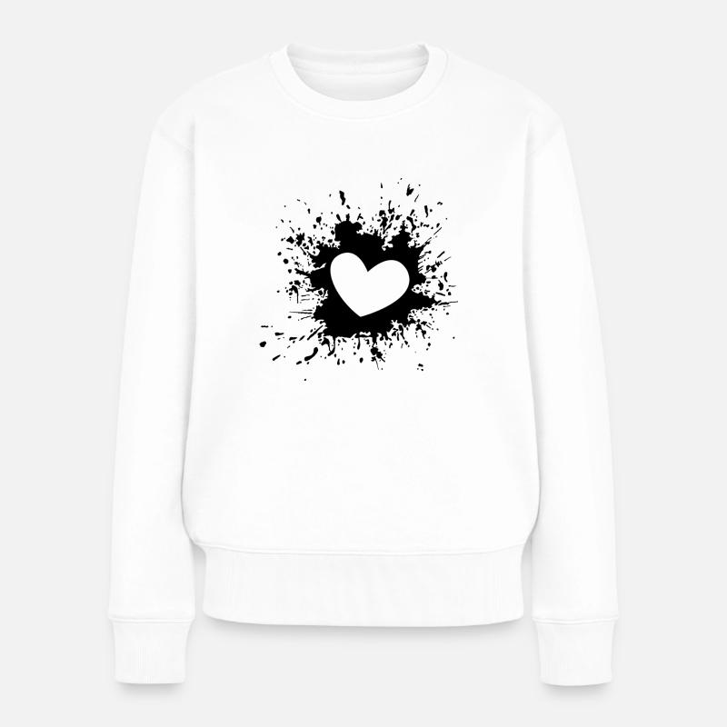 Heart Explosion - Herz - Frauen Premium Bio Pullover - Weiß