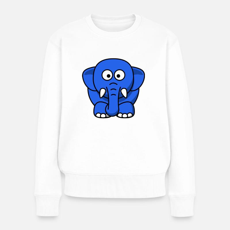 blauer Elefant - Frauen Premium Bio Pullover - Weiß
