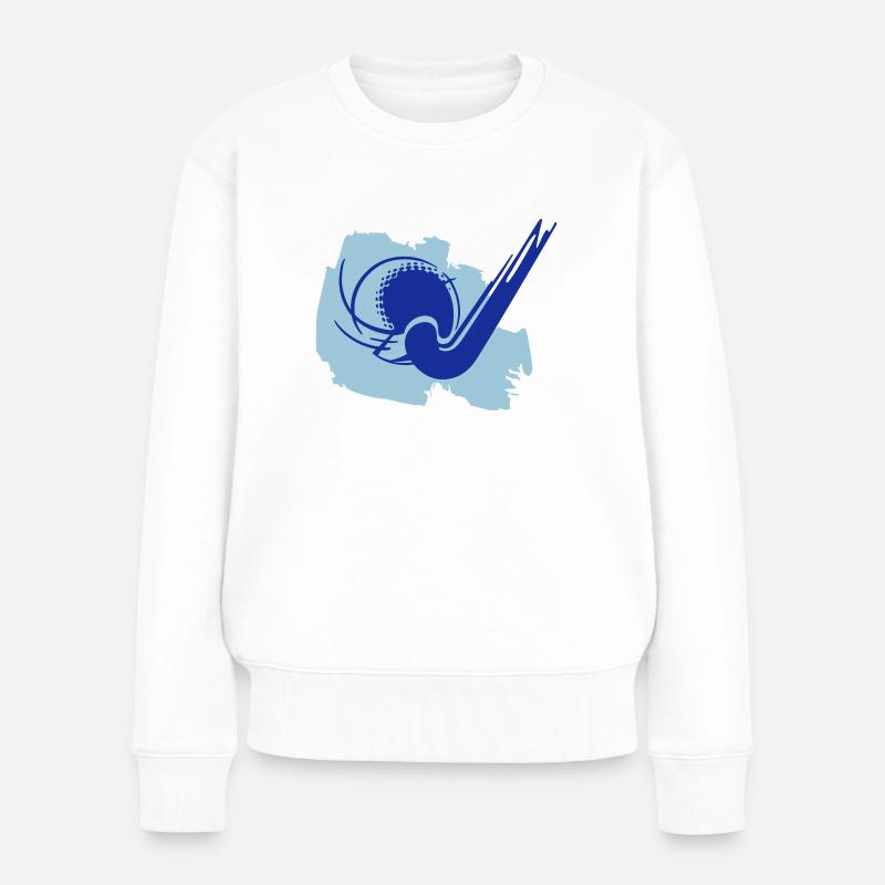 Hockeyschlaeger und Ball - Frauen Premium Bio Pullover - Weiß