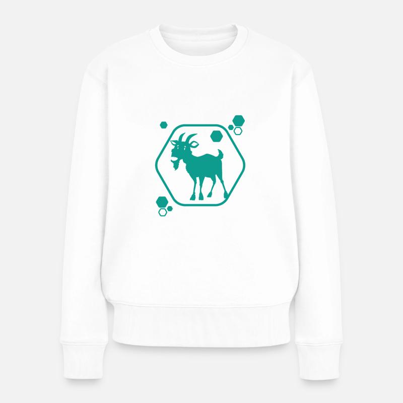 Chèvre - Chèvre - Chèvre - Ferme - Zoo - Vacances - Pull Premium bio Femme - blanc