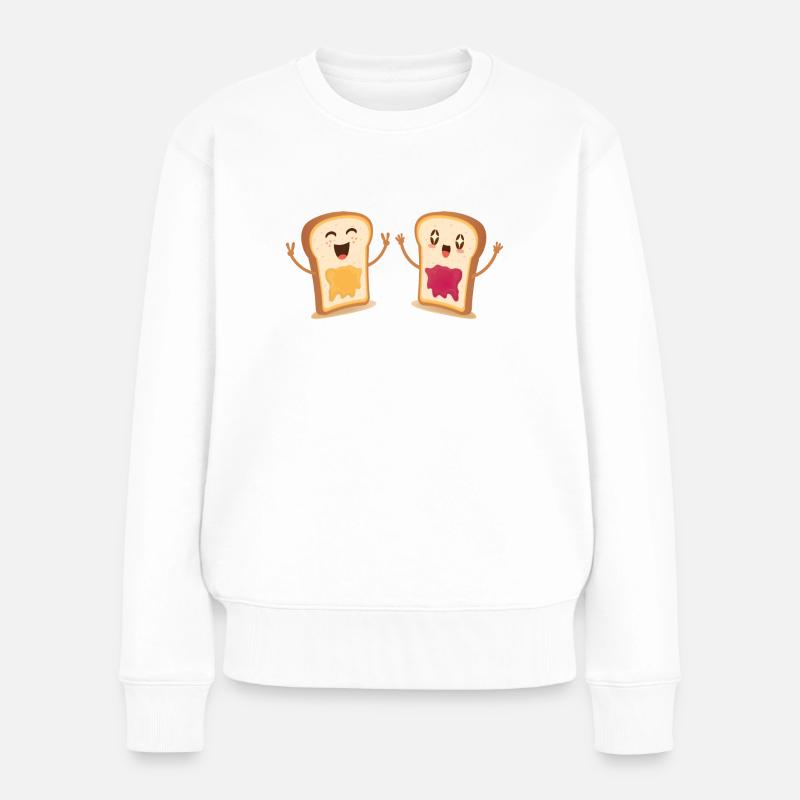 Toastbrote (Kawaii, Freude) - Frauen Premium Bio Pullover - Weiß