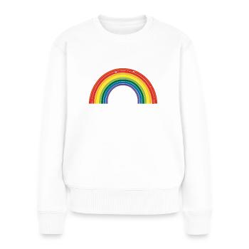 Regenbogen gerade Linien - Frauen Premium Bio Pullover - Weiß - Vorne - Julia (174cm)