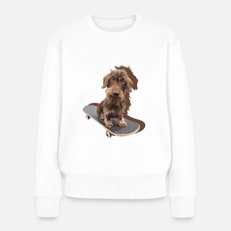 Süßer Dackel Rauhaar - Rauhaardackel - Frauen Premium Bio Pullover - Weiß