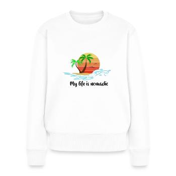 Ma vie est - Pull Premium bio Femme - blanc - Devant - Julia (174cm)