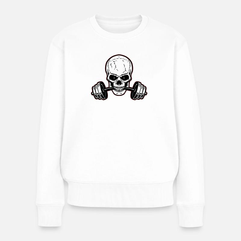 Calavera Fitness Motivation - Frauen Premium Bio Pullover - Weiß