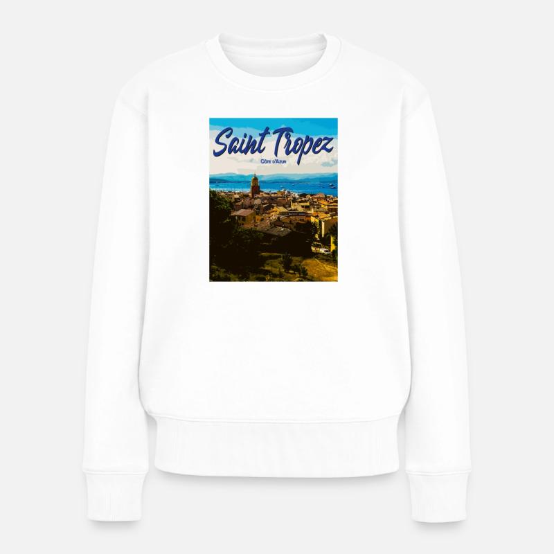 Saint-Tropez Côte d’Azur Côtière - Pull Premium bio Femme - blanc