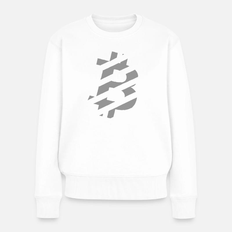Bitcoin BTC Logo - Frauen Premium Bio Pullover - Weiß