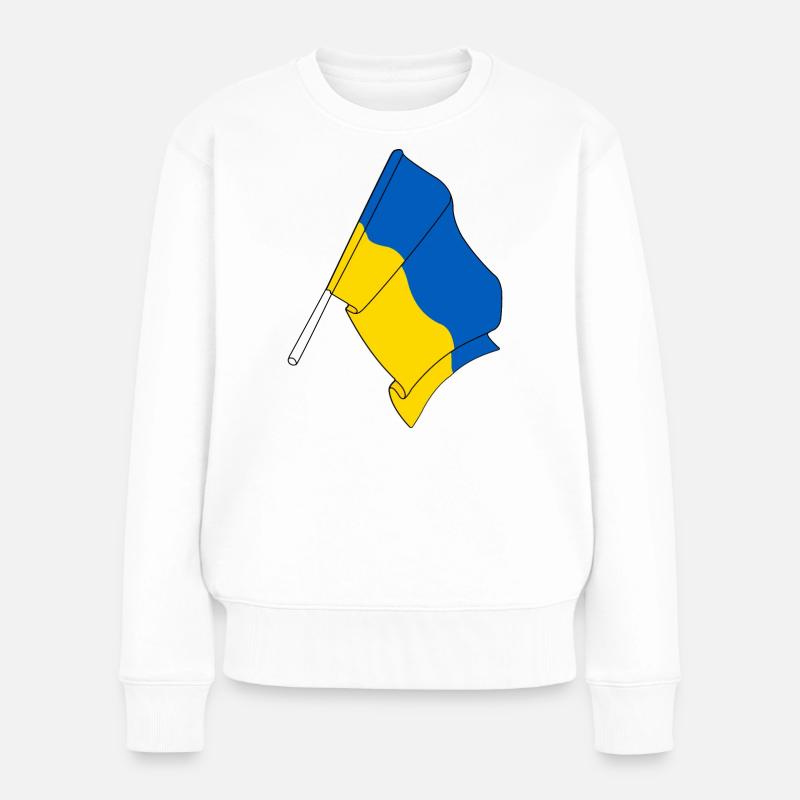 Flagge Ukraine - Frauen Premium Bio Pullover - Weiß