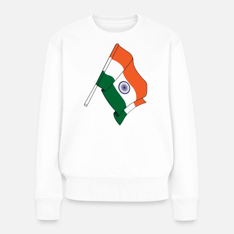 Flagge Indien - Frauen Premium Bio Pullover - Weiß