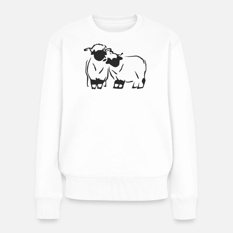 Walliser Schwarznasen - Freunde - Frauen Premium Bio Pullover - Weiß