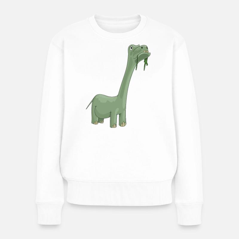 Diplodocus Décontracté Dessin Animé - Pull Premium bio Femme - blanc