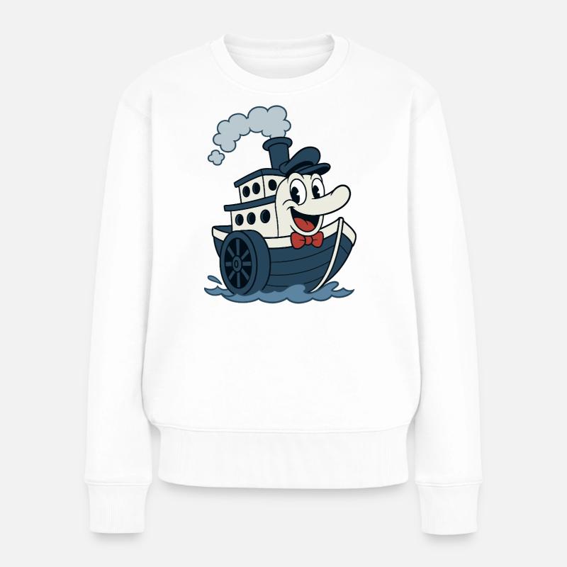 Tolles Vintage-Boot im alten BD-Stil - Frauen Premium Bio Pullover - Weiß