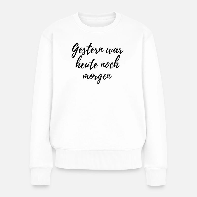Hier était toujours demain – Calligraphy Spruc - Pull Premium bio Femme - blanc