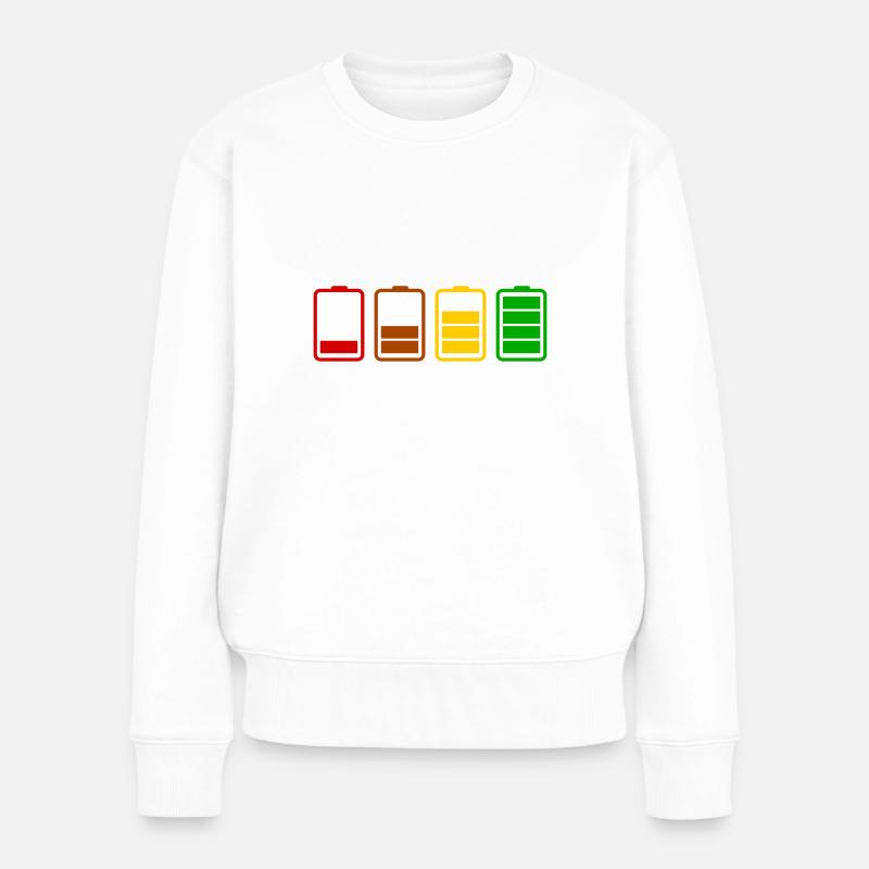 Akku/Batterie - Frauen Premium Bio Pullover - Weiß