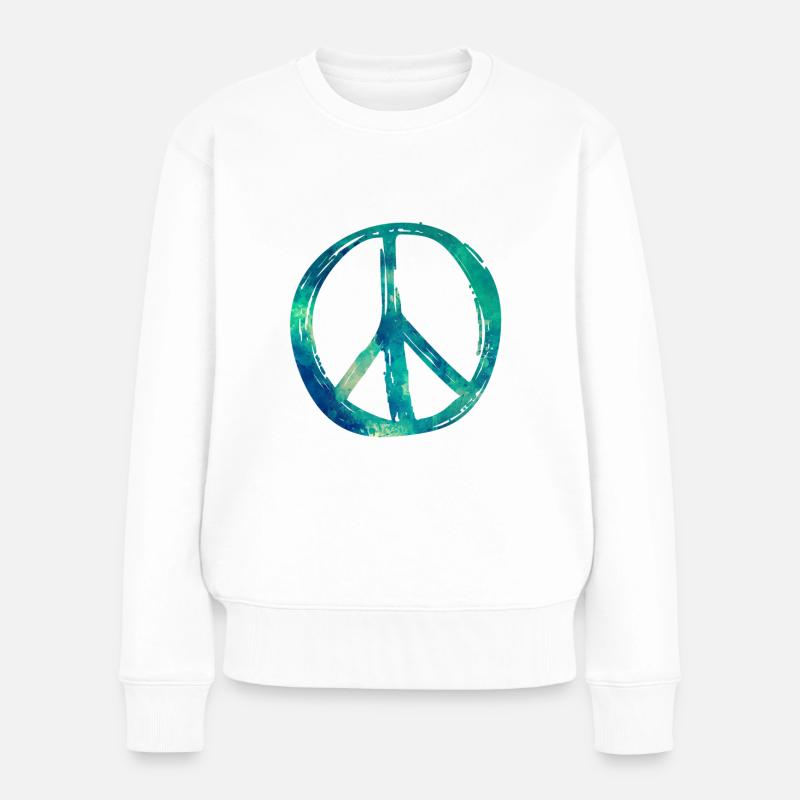 Peace Sign - Frauen Premium Bio Pullover - Weiß