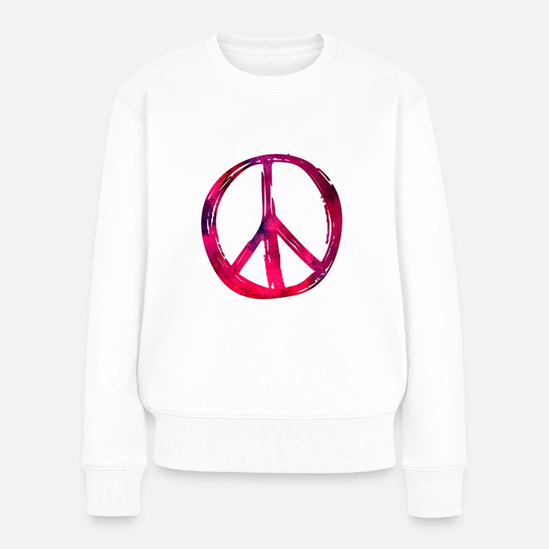 Peace - Frauen Premium Bio Pullover - Weiß