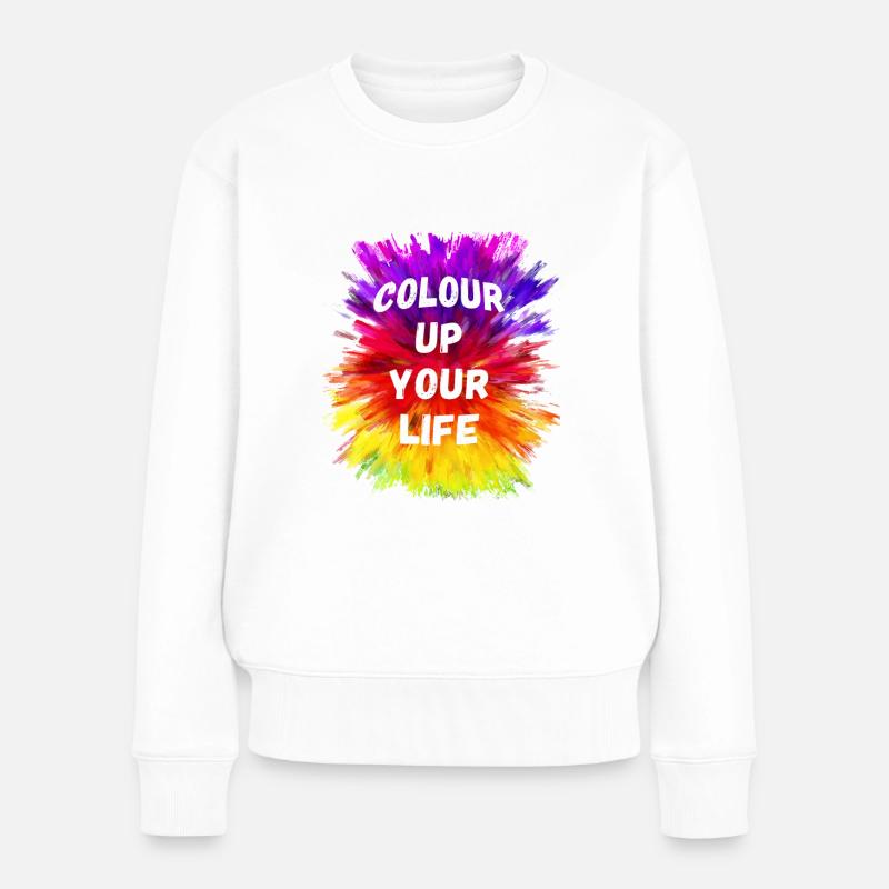 Colour Up Your Life - Frauen Premium Bio Pullover - Weiß