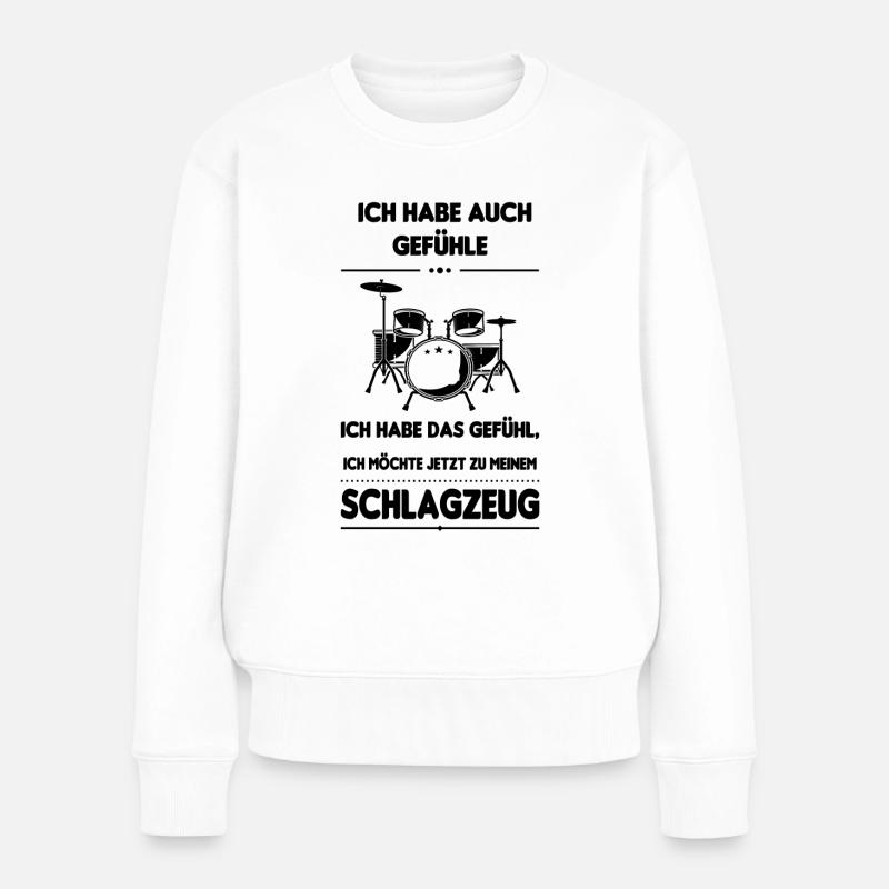 Schlagzeug Schlagzeuger Drummer Band Drum Geschenk - Frauen Premium Bio Pullover - Weiß
