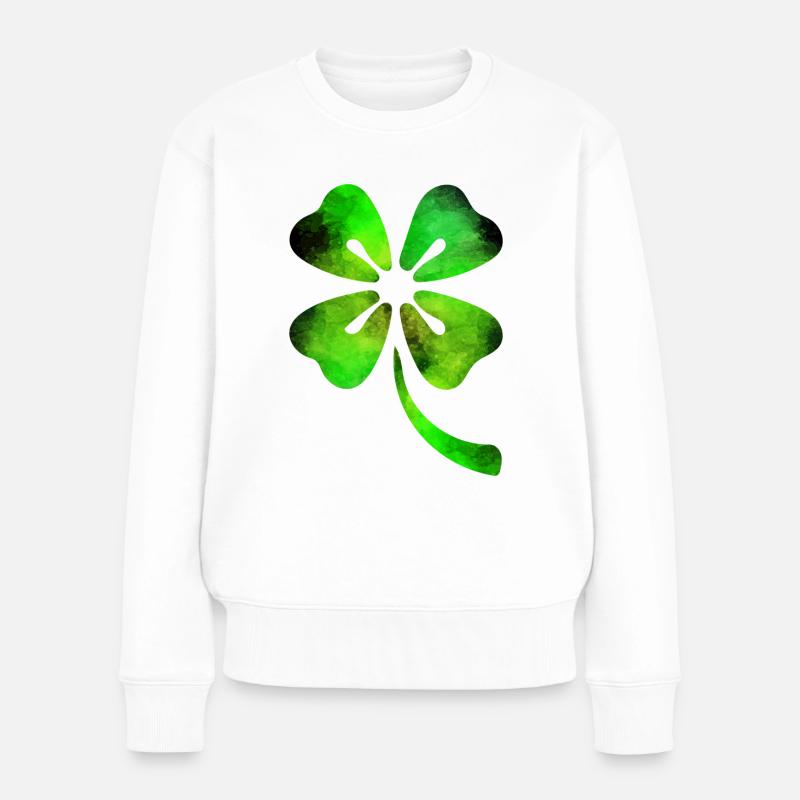 Kleeblatt Aquarell St. Patricks Day - Frauen Premium Bio Pullover - Weiß