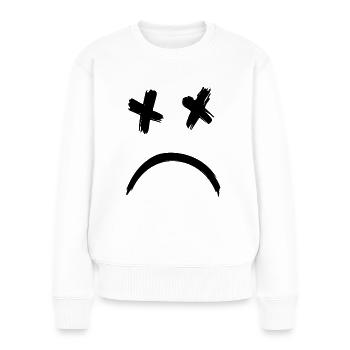 Sad Dead Smile Face - Frauen Premium Bio Pullover - Weiß - Vorne - Julia (174cm)