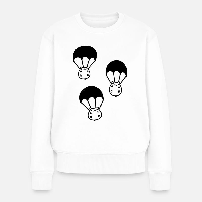 Niedliche Hamster Fallschirmspringer - Frauen Premium Bio Pullover - Weiß
