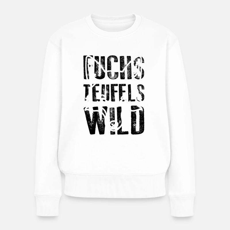 FUCHS TEUFELS WILD Humor Spaß - Frauen Premium Bio Pullover - Weiß