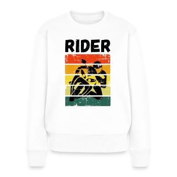 RIDER Moto Motocycliste - Pull Premium bio Femme - blanc - Devant - Julia (174cm)